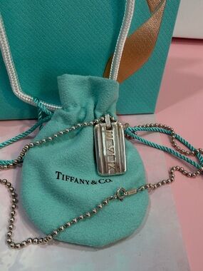 ✨Tiffany & Co. Atlas 925 Sterling Roman Numeral Dog Tag Pendant Necklace✨